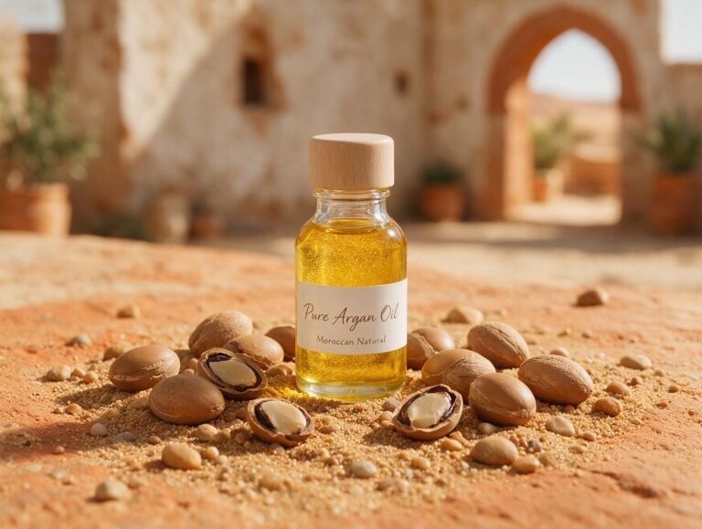 Huile d'argan pure avec noix et coques d'argan
